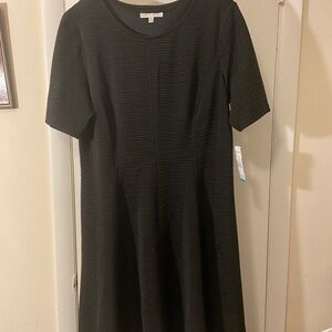 Sandra Darren Black Textured Midi Dress